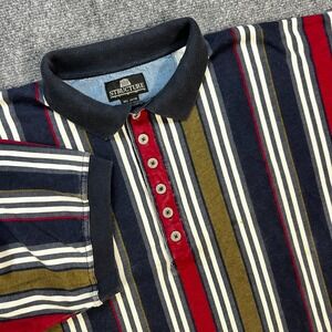 Vintage 90's Structure Men's Striped Short-Sleeve Rugby Shirt Size Large BAGGY